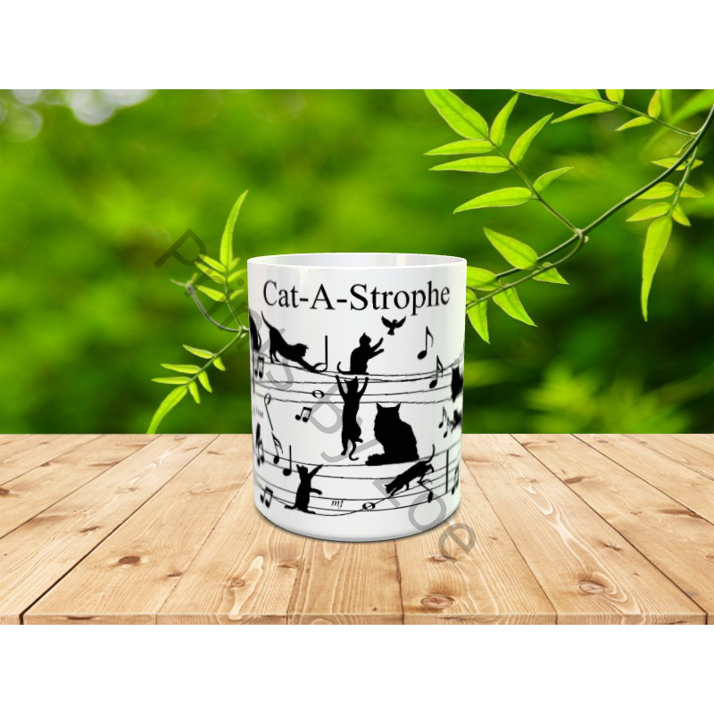 Cat-a-strophe Mug by ©Printsbyzoe
